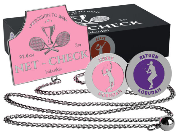 PINK Fashion: Tennis Net Height Measure Chain & Heads or Tails Tennis flip Coin - Girls / Women tennis gifts unique